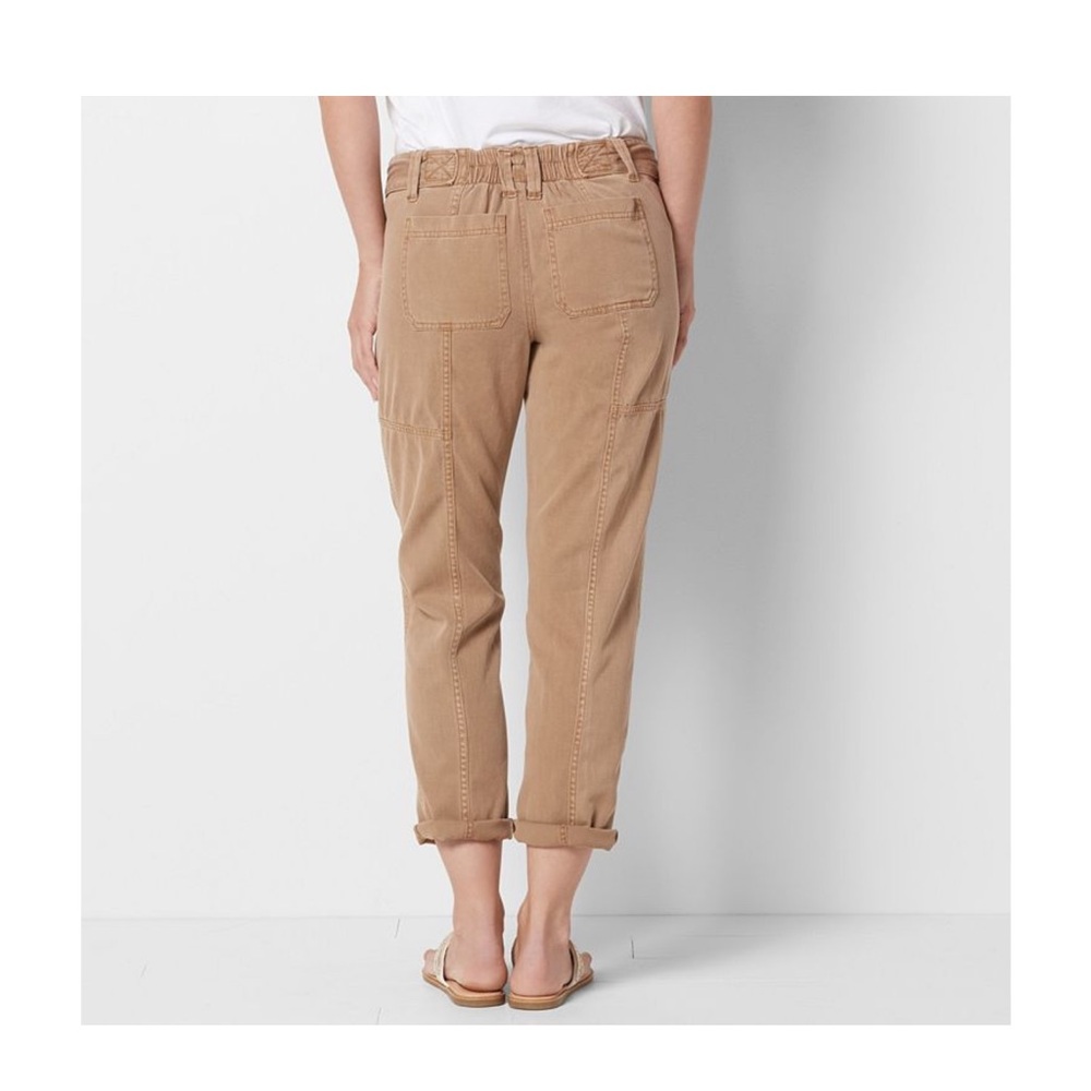 NWT Sonoma Tan Casual Tie-Waist mid-rise relaxed capri Pants size 16 - Picture 2 of 11
